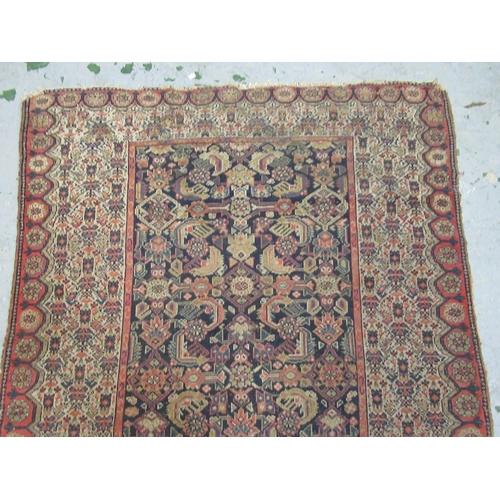 20 - Small Afghan Ersari prayer rug with a wine red ground, 4ft 6ins x 3ft approximately (some wear)