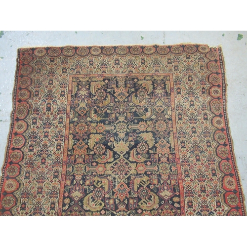 20 - Small Afghan Ersari prayer rug with a wine red ground, 4ft 6ins x 3ft approximately (some wear)