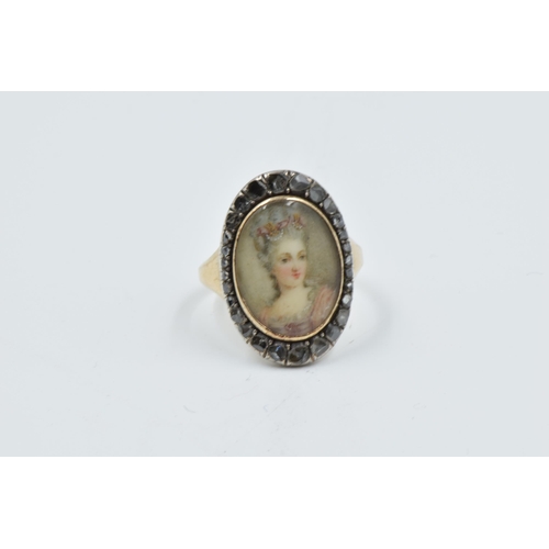 968 - Yellow metal ring of pierced design set turquoise, together with a silver gilt dog whistle and butto... 