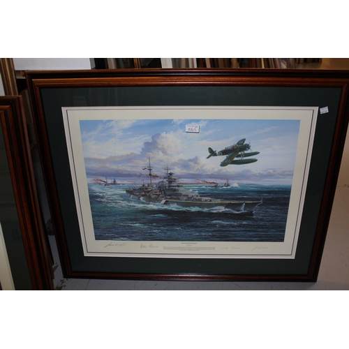 1065 - Simon Atack, signed Limited Edition colour print ' Battleship Bismarck ', No. 129 of 500, also signe... 