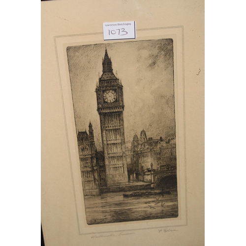 1073 - Set of seven framed black and white prints of various city scenes after F. Robson