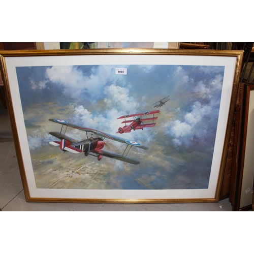 1093 - Frank Wootton Limited Edition coloured print of a World War I dog fight, No. 450 of 850, signed in p... 