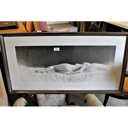 1106 - Geoff Williams,  pencil drawing, study of a sleeping female nude, signed, 11ins x 28ins approximatel... 