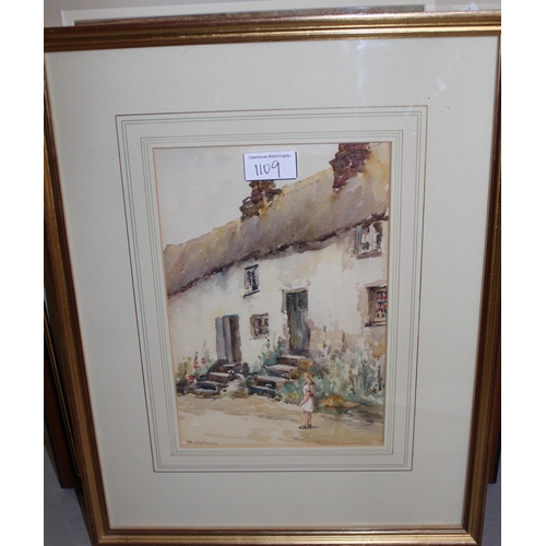 1109 - M. Wellman, pair of watercolours, street scenes with figures, signed, 10ins x 6.75ins, gilt framed