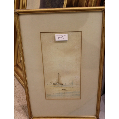 1185 - R. Markes, small gilt framed watercolour, shipping scene together with two others by the same hand