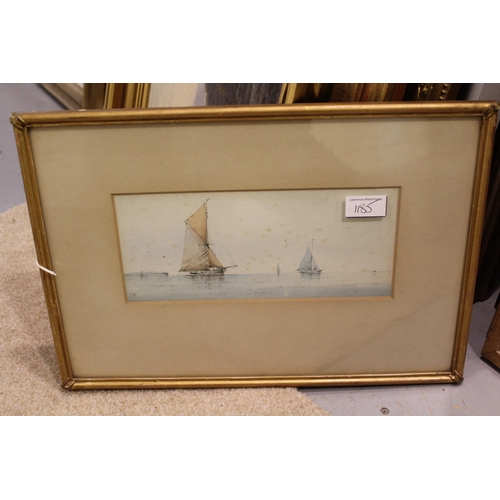 1185 - R. Markes, small gilt framed watercolour, shipping scene together with two others by the same hand