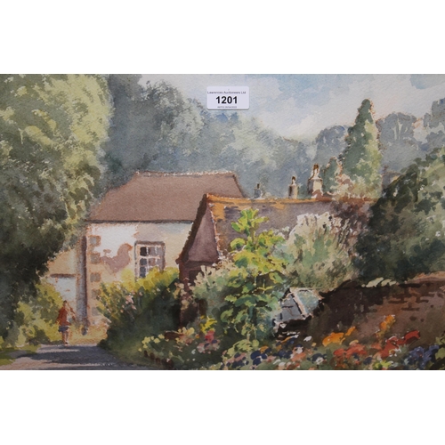 1201 - Roland F. Spencer-Ford, watercolour ' A Quiet Corner in Castle Combe, Wiltshire ', signed, 14ins x 2... 