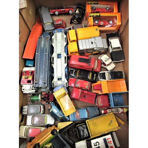 122 - Box containing a quantity of playworn Dinky and Corgi diecast model vehicles