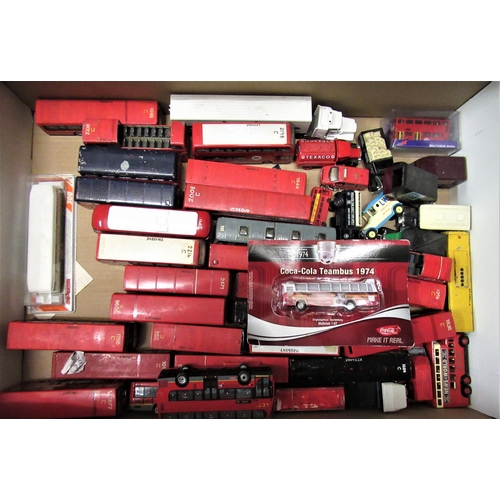 125 - Box containing a quantity of model buses and other vehicles