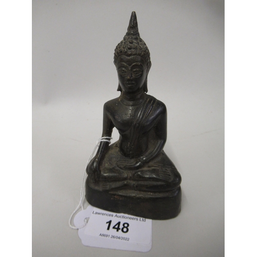 148 - Oriental bronze figure of a seated Buddha, 4.5ins high