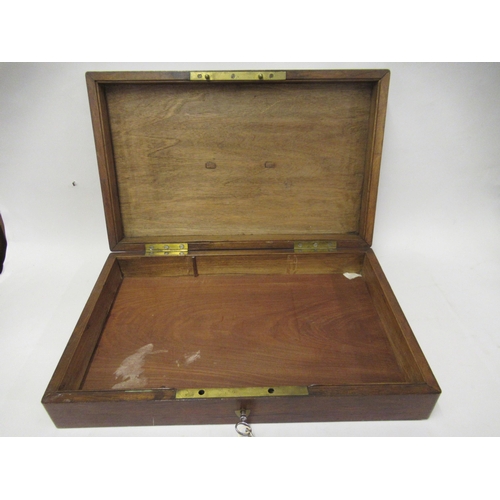 162 - 19th Century mahogany gun box with brass handle to cover, including key