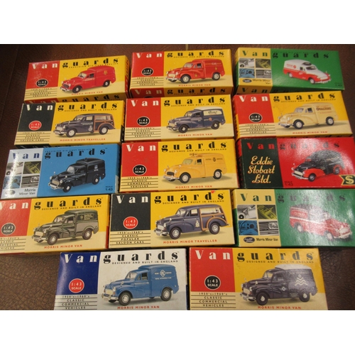 171 - Box containing a collection of Vanguards 1950's/ 60's, 1:43 scale diecast model vehicles of Morris M... 