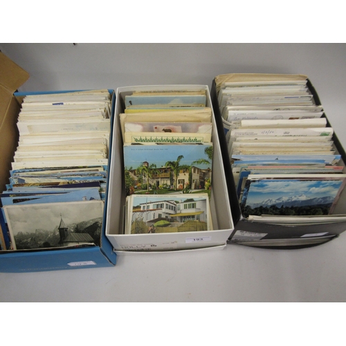 193 - Three boxes containing a large collection of various early and late 20th Century topographical postc... 