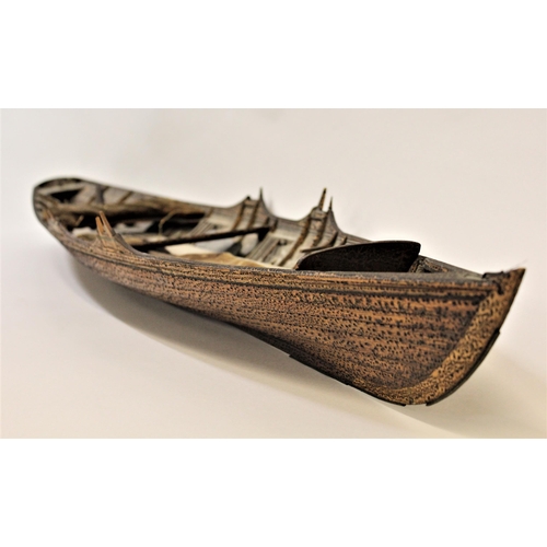 202 - Well detailed late 19th / early 20th Century clinker built model of a rowing boat, 48.5ins long over... 