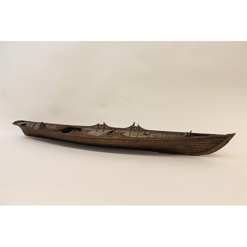 202 - Well detailed late 19th / early 20th Century clinker built model of a rowing boat, 48.5ins long over... 