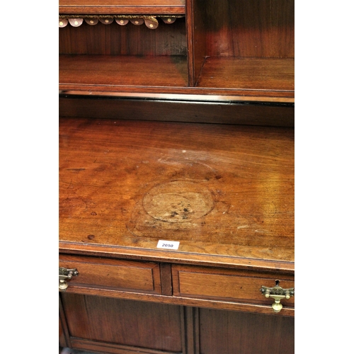 2050 - Small late 19th Century walnut Aesthetic side cabinet, the galleried top with open adjustable shelve... 