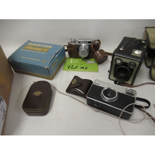 206 - Pax MII 35mm camera, a box camera and sundries