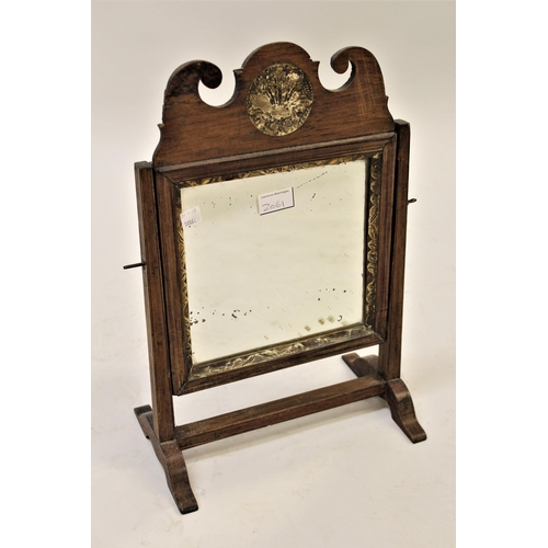 2061 - George III mahogany box toilet mirror, together with a small Georgian mahogany swing frame toilet mi... 