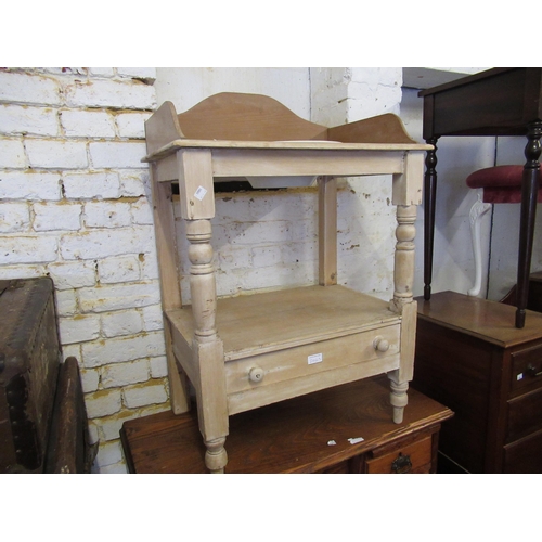 2063 - 19th Century stripped pine two drawer side table, together with a similar pine washstand with inset ... 