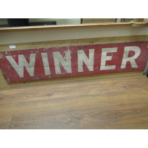 210 - Two early 20th Century horse racing handpainted wooden signs for ' Winner ' and ' Owner ' (at fault)... 