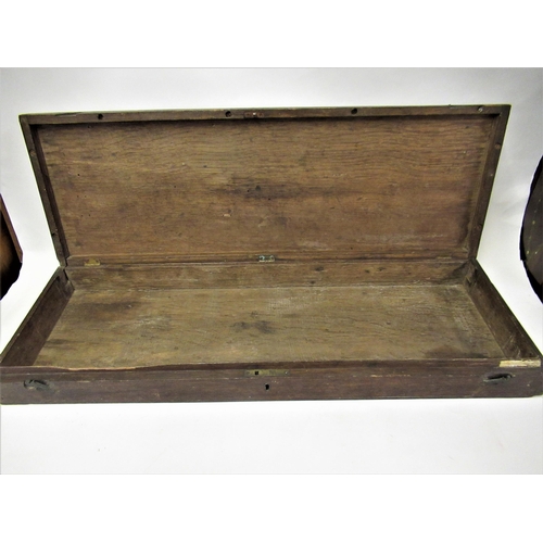 220 - Late 19th / early 20th Century oak gun box, the hinged cover having flush brass handle, with an unfi... 