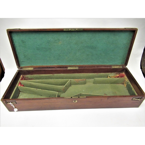 221 - 19th / early 20th Century mahogany gun case with brass catches and lock and fitted interior, with or... 