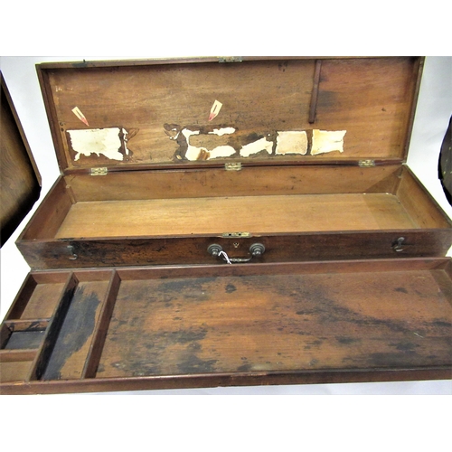 222 - Late 19th / early 20th Century mahogany gun case, having lift out sectioned tray and unfitted interi... 