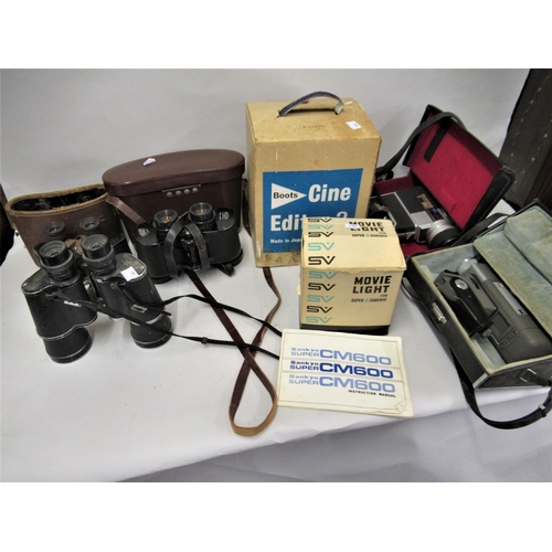 246 - Pair of early 20th Century Busch Prism binoculars No. 86204, in original leather case, another pair ... 