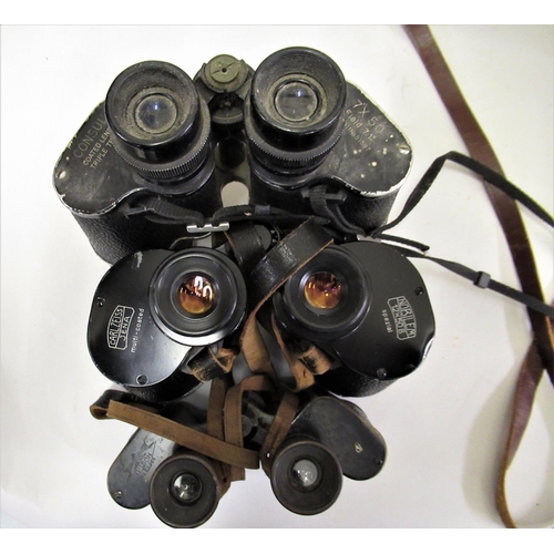 246 - Pair of early 20th Century Busch Prism binoculars No. 86204, in original leather case, another pair ... 