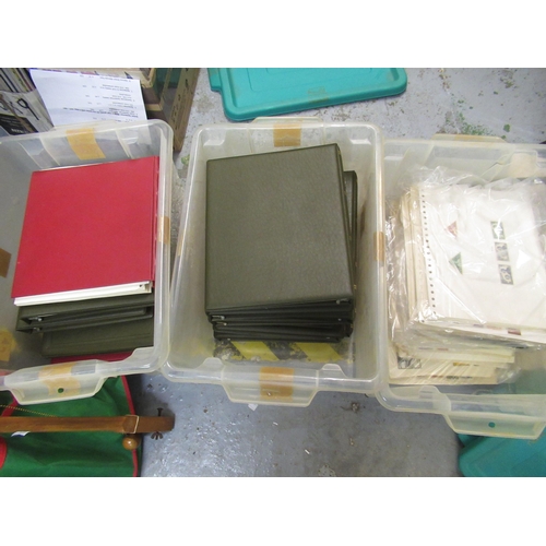 259 - Three boxes containing a collection of various albums of world stamps and loose stamps