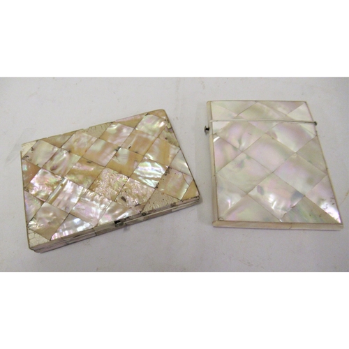 265 - Two late 19th / early 20th Century mother of pearl mounted card cases, one inlaid with an abalone sh... 