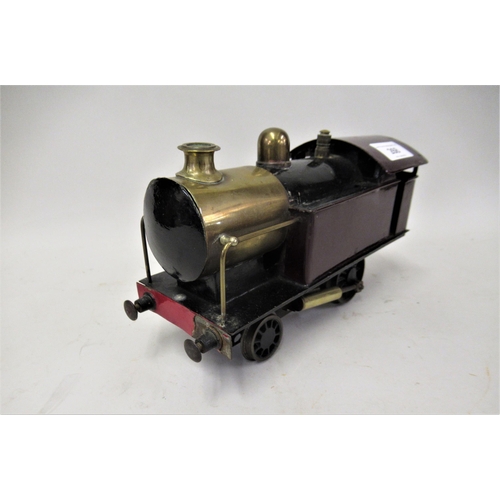 268 - Scratch built live steam model of a tank engine with burgundy livery, 9.5ins long