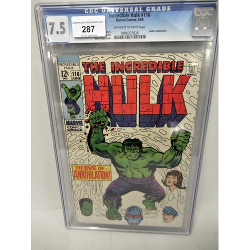 287 - Marvel ' The Incredible Hulk ' 116 comic, graded 7.5 CGC