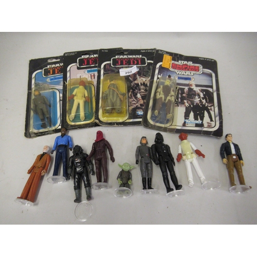 292 - Group of three carded Star Wars, Return of the Jedi figures together with a similar Empire Strikes B... 