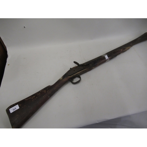 304 - Antique Blunderbuss flintlock gun (excavated), 38.5ins long