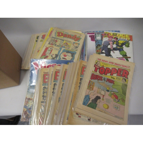 311 - Box containing a collection of 1960's and 70's comics, including Dandy, Bing, Beano, Victor, 2000AD ... 