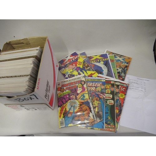 312 - Box containing a collection of various comics, including Fantastic Four 1970's, Batman 1980's, Shaza... 