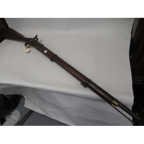 321 - 19th Century percussion cap musket with a walnut stock, 47.5ins long