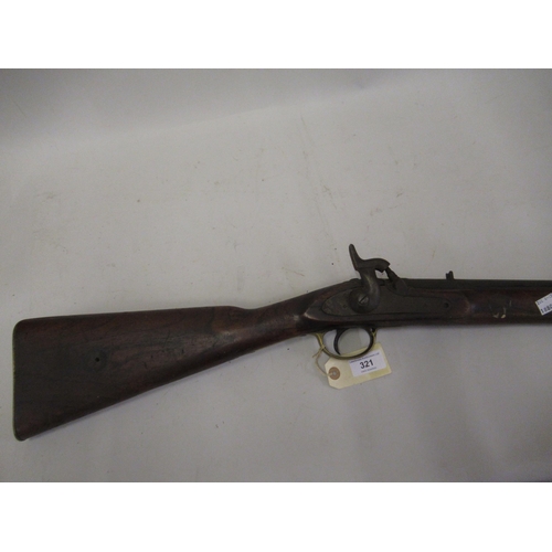 321 - 19th Century percussion cap musket with a walnut stock, 47.5ins long