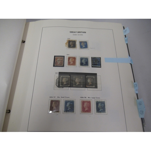 327 - Blue sleeved Davo album, containing a collection of GB stamps, used and mint 1840 - 1980, in sleeves... 