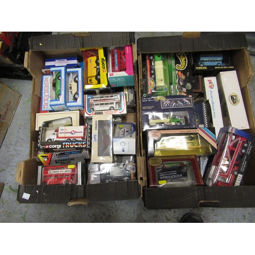 329 - Two boxes containing a large quantity of various diecast metal model vehicles