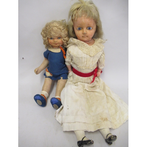 340 - Dean's Rag Book doll ' Little Miss Oxo ', together with a large wax composition doll