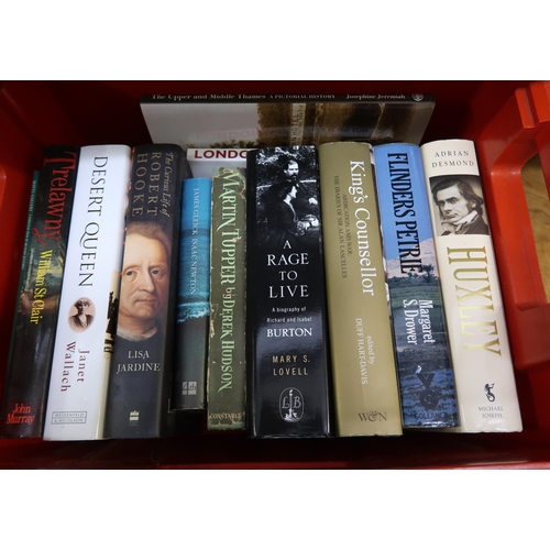 386 - Two boxes containing a quantity of various 20th Century books, including King Alberts book, and anot... 