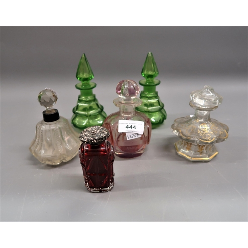 444 - Group of six various Victorian glass perfume bottles