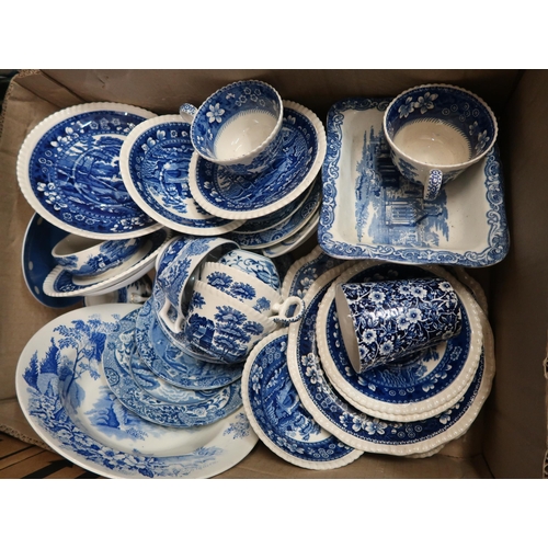 458 - Quantity of various blue and white transfer printed ceramics