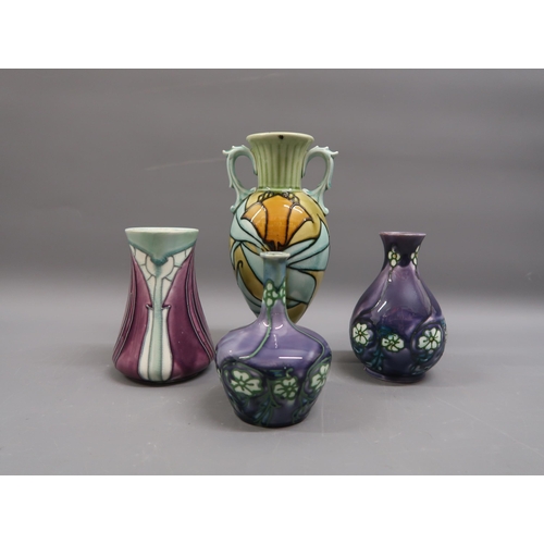 489 - Minton group of four Art Nouveau style vases, the largest (at fault)