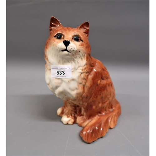 533 - Beswick figure of a seated cat, 8ins high