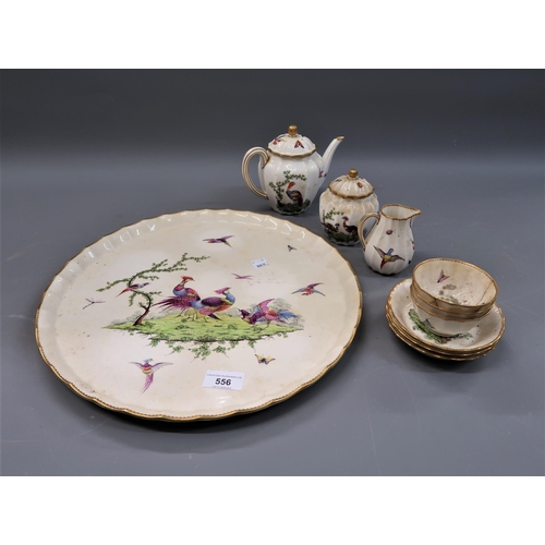 556 - Late 19th Century Royal Worcester cabaret set decorated with exotic birds in landscapes comprising: ... 