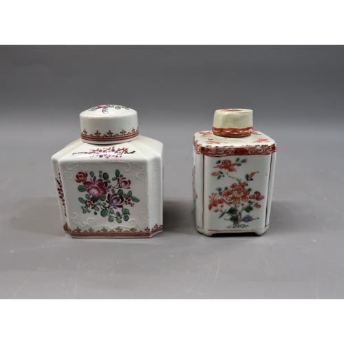 608 - Samson porcelain teapoy with cover in Chinese style, together with another teapoy (cover restored)