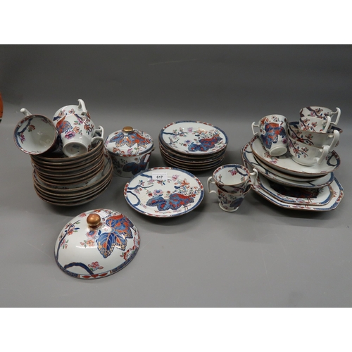 617 - 19th Century Spode stone china part tea service in the Tobacco Leaf pattern (some damages)